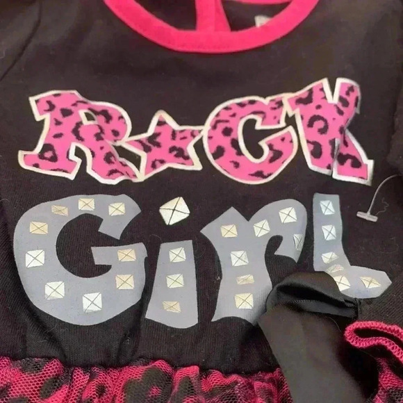 Baby Glam party dress with  under skirt and ruffles, long sleeves w black bow - Picture 5 of 8